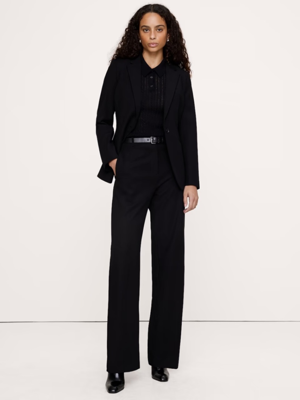 Banana Republic Ultra High Rise Modern Straight City Stretch Pant 4 L Black NEW